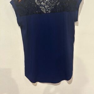 Express Deep Blue Lace Accent Blouse